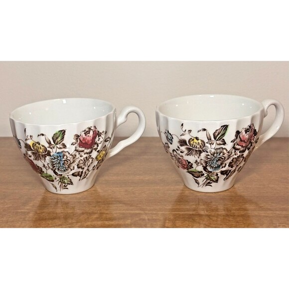 Johnson Brothers Staffordshire Multicolor Floral Brown Bouquet Flat Cup * - Picture 4 of 8